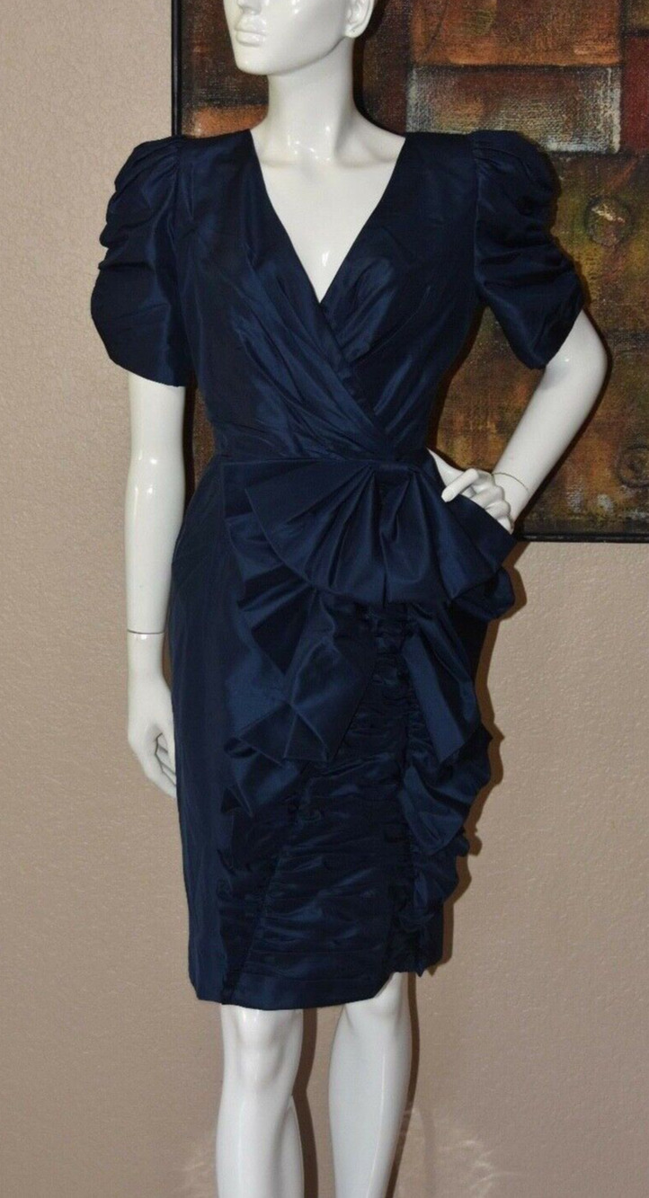 Amen Wardy Designer Vintage Satin Cocktail Party Dress